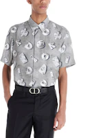 Sizing 迪奧灰色短袖襯衫2023款 領口印有品牌Logo 013C548A4846-888