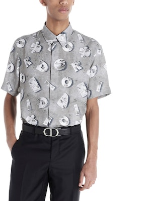 Dior Gray Short Sleeve Shirt with Logo Print Collar 2023 Release 013C548A4846-888 Sizing Dior Gray Short Sleeve Shirt with Logo Print Collar 2023 Release 013C548A4846-888