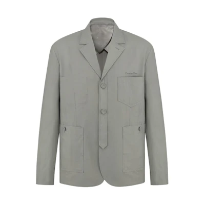 DIOR Gray Workwear Jacket V-Neck Slim Fit Single-Breasted Long Sleeve 383C257A6107-C800