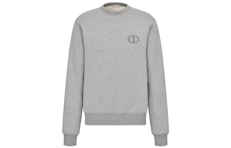 DIOR Grey Cotton Fleece Sweatshirt with CD Icon Embroidery 113J699A0531-C888