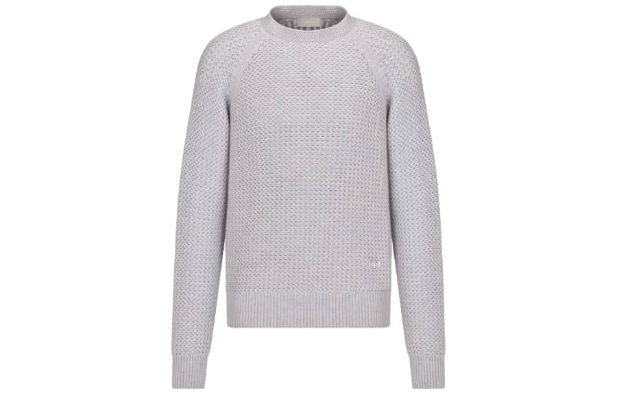 Dior Grey Crewneck Long Sleeve Ribbed Sweatshirt 393M659AT614-C810