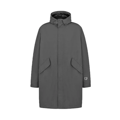 DIOR Grey Embroidered Logo Zip-Up Hoodie Jacket. 033C313G5457-C888