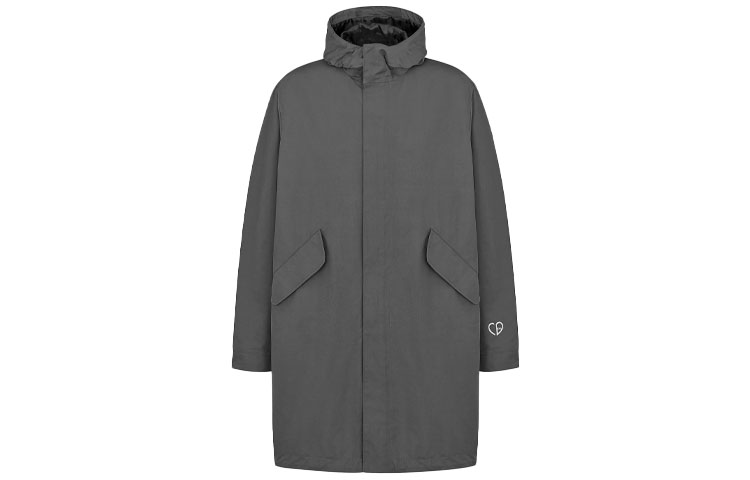 Order DIOR Grey Embroidered Logo Zip-Up Hoodie Jacket. 033C313G5457-C888