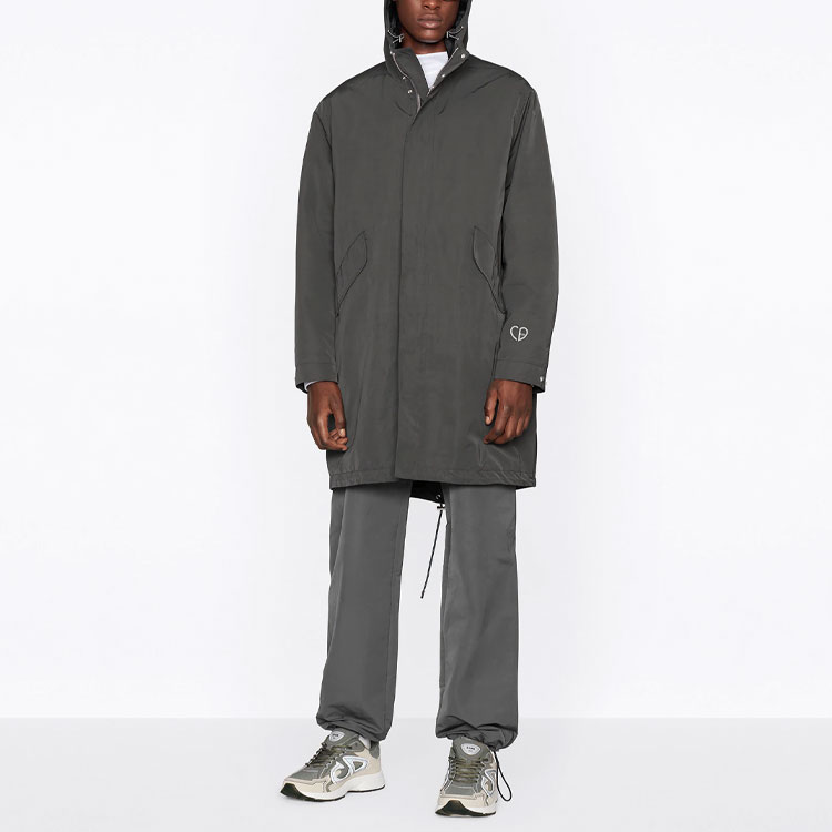 Shop DIOR Grey Embroidered Logo Zip-Up Hoodie Jacket. 033C313G5457-C888