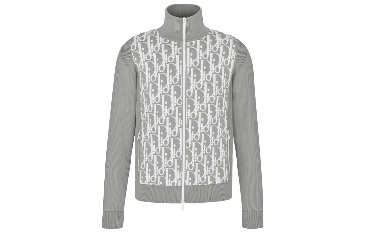 DIOR Grey Full Zip Letter Embellished Jacket 113M421AT195-C880