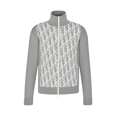 DIOR Grey Full Zip Letter Embellished Jacket 113M421AT195-C880