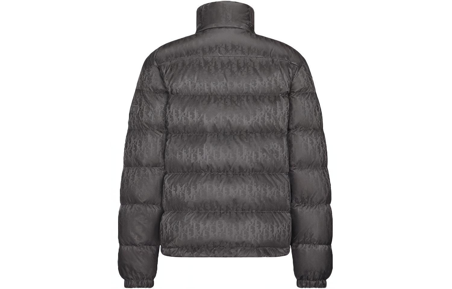 Lookbook DIOR Grey Logo Print Stand Collar Down Jacket with Zipper. 943C449A4462-C868