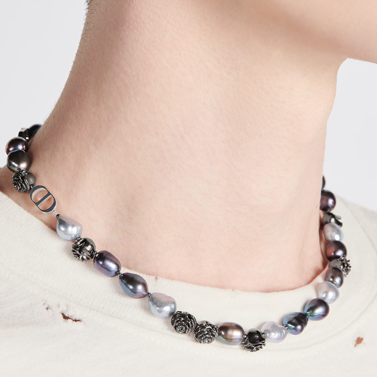 DIOR Icon CD Logo Brass Pearl Necklace Silver for Men. N2279HOMGM-D950 圖 3