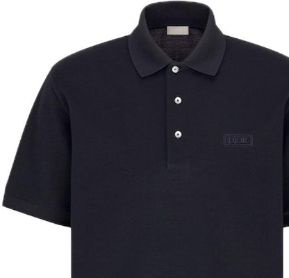 Dior Icon Logo Patch Half-Button Black Short-Sleeve Polo Shirt. 493J832A0869-C585 Details for Dior Icon Logo Patch Half-Button Black Short-Sleeve Polo Shirt. 493J832A0869-C585