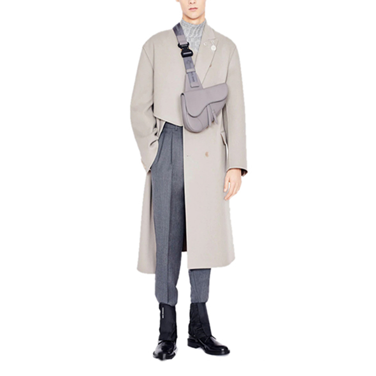 Shop DIOR Khaki Solid Double-Breasted Casual Coat 943C331A3840-C181