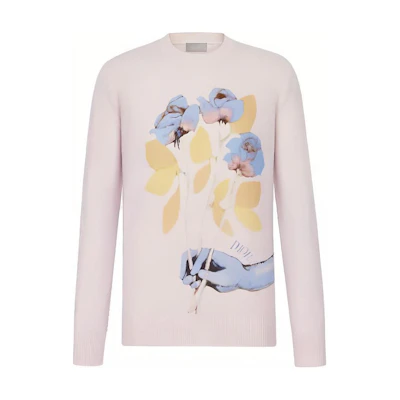 DIOR Knit Long-Sleeve Sweatshirt Rose Inlay Pink 013M606AT082-C485
