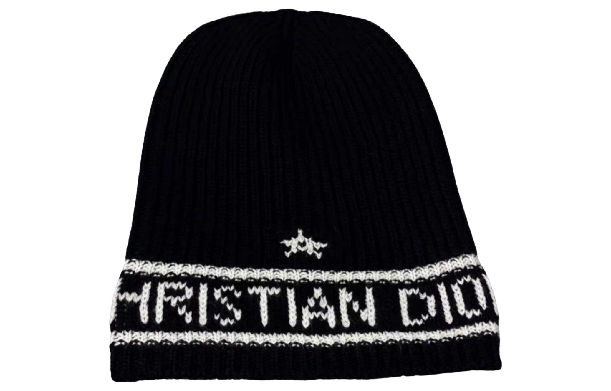 DIOR Knitted Warm Letter Beanie - Unisex Blue Black Hat 31NOE714IXGH