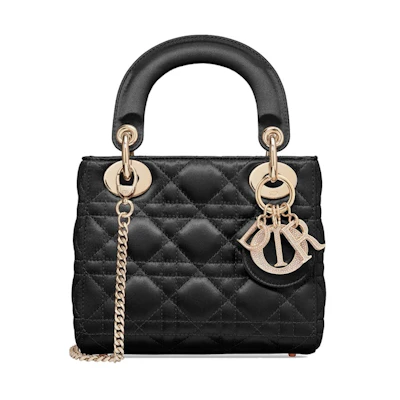 Dior Lady Dior Cannage Satin Mini Black