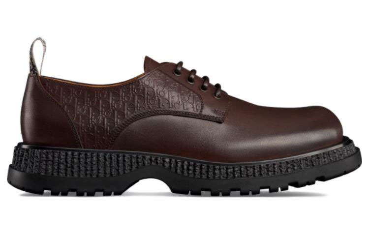 Order DIOR迪奧 皮革 圓頭繫帶平跟 休閒鞋 男款 棕色