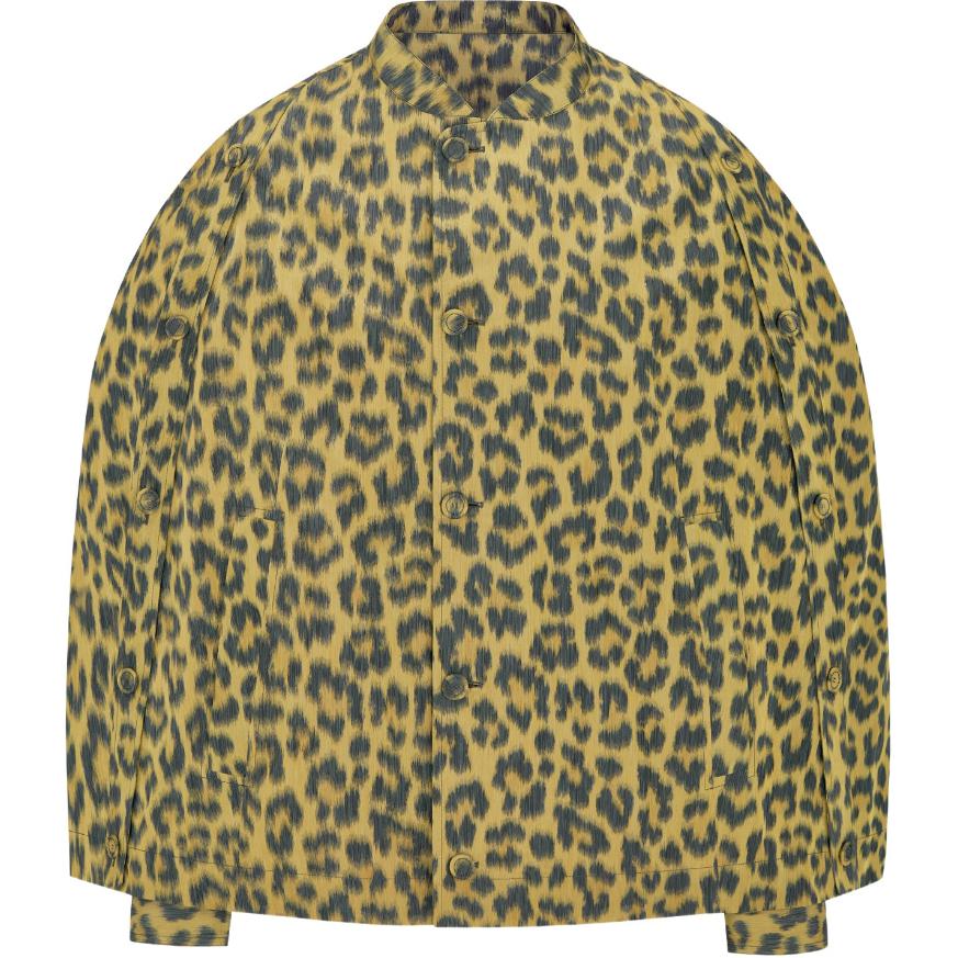 Dior Leopard Print Button-Up Jacket Yellow Long Sleeve 243C424A5646-C289