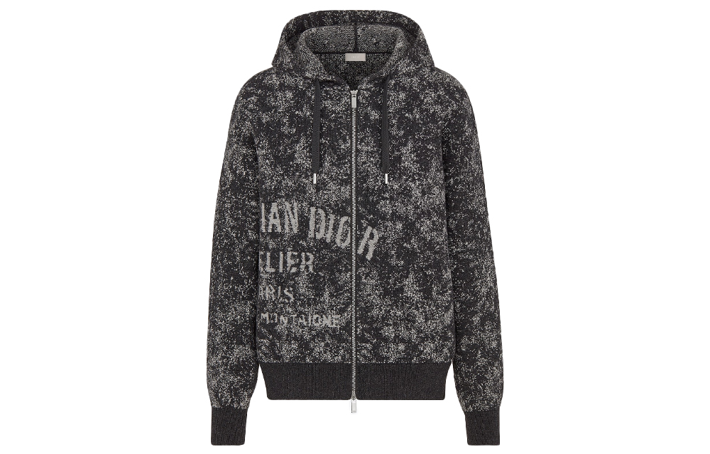 Dior Letter Logo Knit Zip Hoodie in Gray 043M217AT218-C888