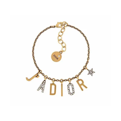 DIOR Letter Pendant Gold Bracelet - Unisex Couples Jewelry B1236ADRCYD908U TU