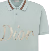 Shop DIOR 字母印花直版鈕釦綠色POLO衫 293J831A0455-C680
