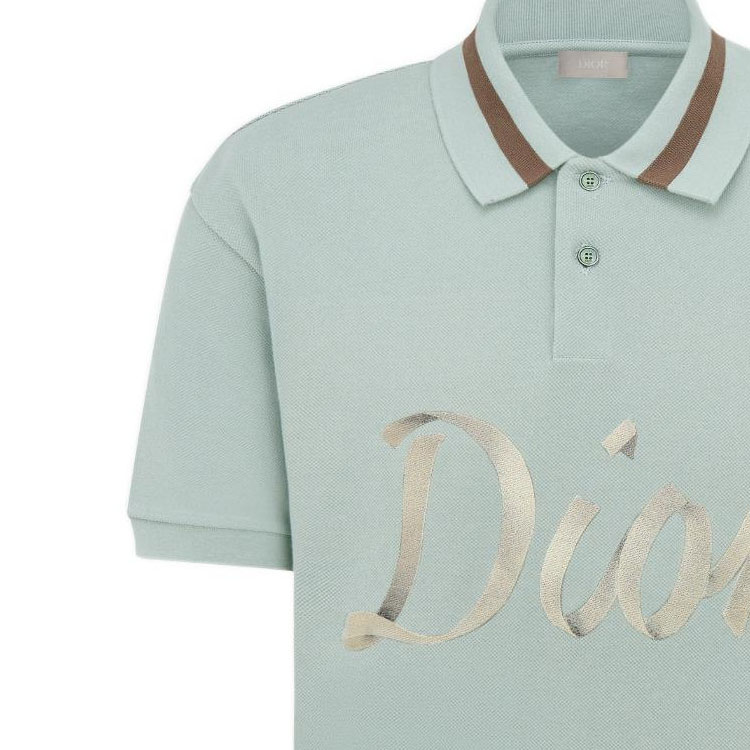 Purchase 迪奥绿字母印花直筒纽扣POLO衫 293J831A0455-C680