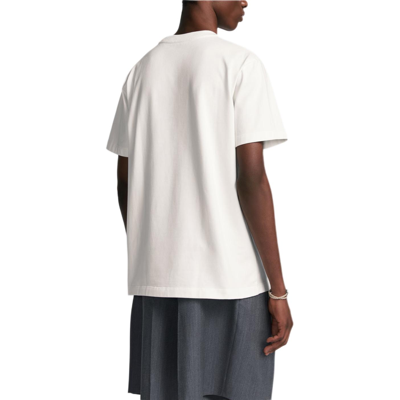 Purchase 디올 레터 프린트 오버사이즈 반팔 티셔츠 화이트 남성 SS24 493J696F0554-C088