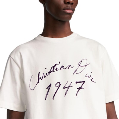 DIOR Letter Print Oversized Crewneck Short Sleeve T-Shirt White Men SS24 493J696F0554-C088 Details for DIOR Letter Print Oversized Crewneck Short Sleeve T-Shirt White Men SS24 493J696F0554-C088