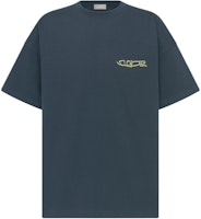 DIOR Lewis Hamilton Logo Embroidered Navy Crewneck T-Shirt Men. 513J671A0554-C989 DIOR Lewis Hamilton Logo Embroidered Navy Crewneck T-Shirt Men. 513J671A0554-C989