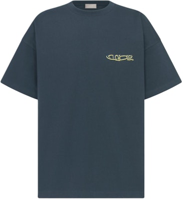 DIOR Lewis Hamilton Logo Embroidered Navy Crewneck T-Shirt Men. 513J671A0554-C989 Order DIOR Lewis Hamilton Logo Embroidered Navy Crewneck T-Shirt Men. 513J671A0554-C989