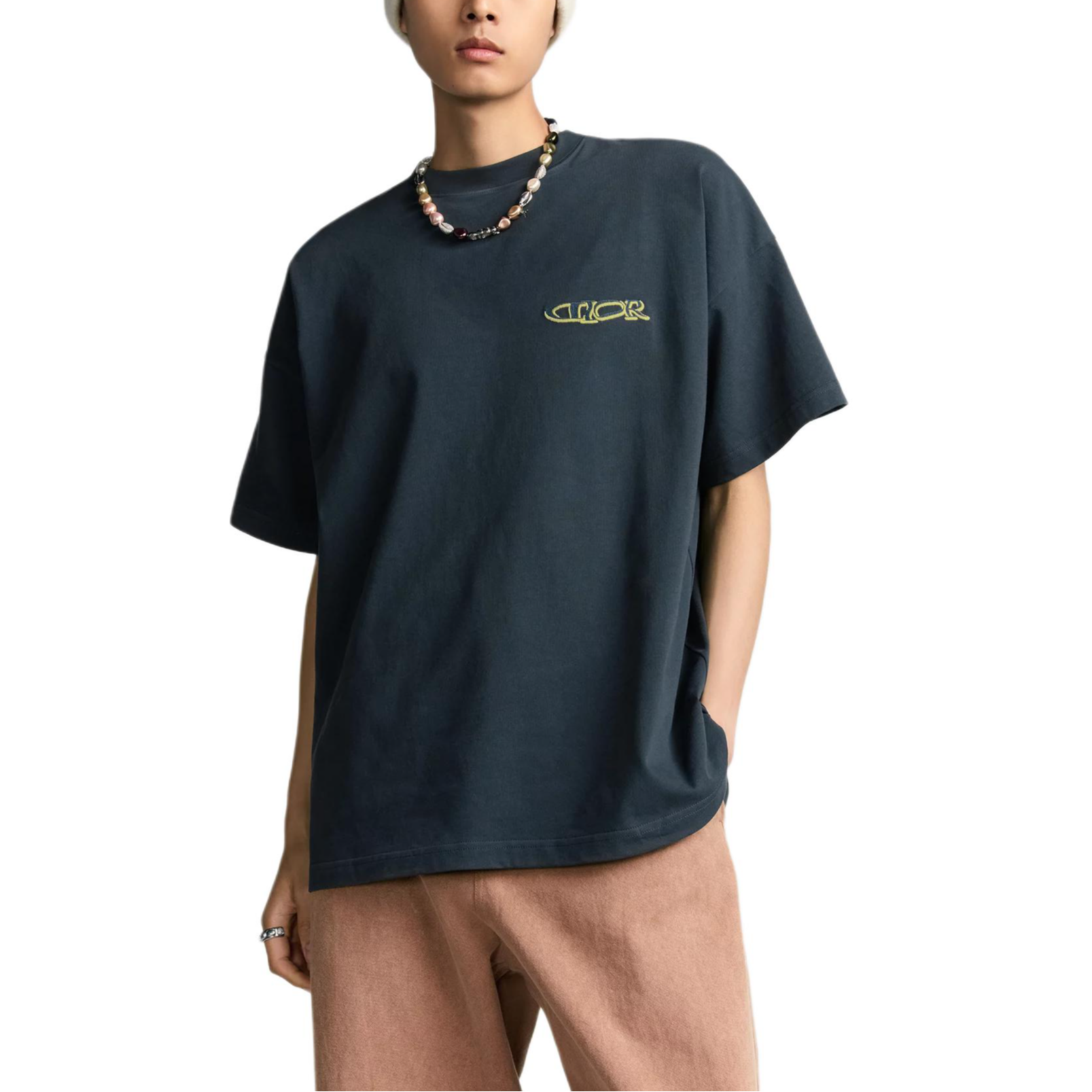 Purchase Camiseta DIOR Lewis Hamilton Logo Bordado Azul Marino para Hombre. 513J671A0554-C989