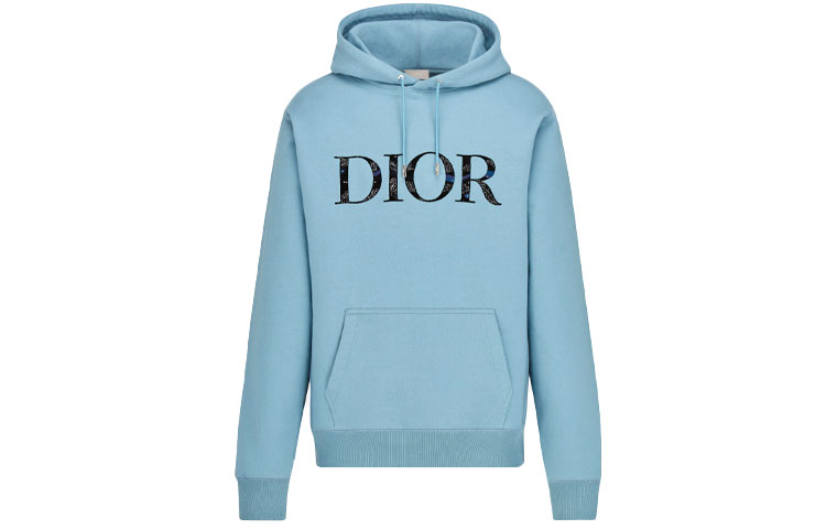DIOR Light Blue Cotton Fleece Hoodie 143J688A0531-C585