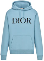 DIOR Light Blue Cotton Fleece Hoodie 143J688A0531-C585 DIOR Light Blue Cotton Fleece Hoodie 143J688A0531-C585