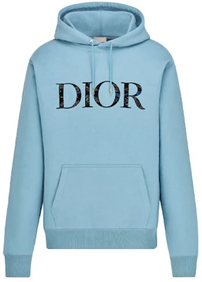 DIOR Light Blue Cotton Fleece Hoodie 143J688A0531-C585 Buy DIOR Light Blue Cotton Fleece Hoodie 143J688A0531-C585