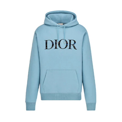 DIOR Light Blue Cotton Fleece Hoodie 143J688A0531-C585