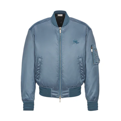 DIOR Light Blue Embroidered Logo Aviator Jacket 943C439D4878-585