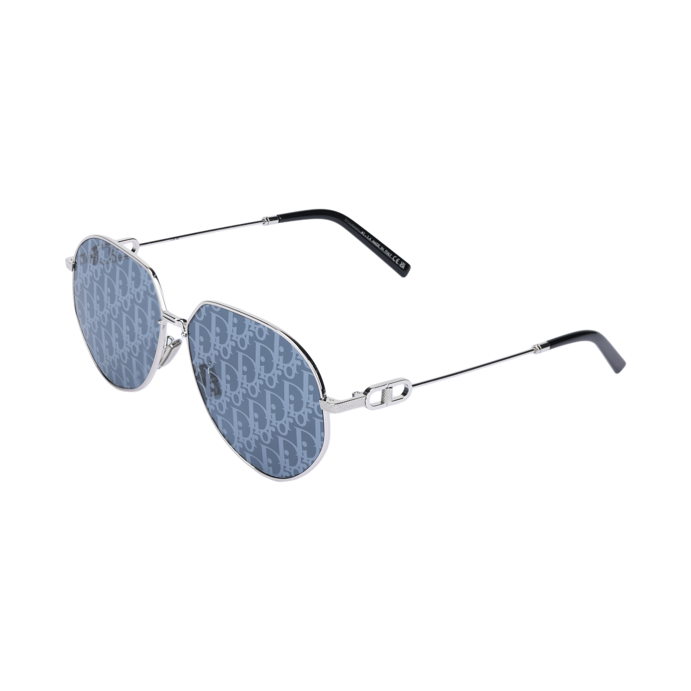 DIOR LINK A1U Aviator Sunglasses Blue Silver Oblique Lens for Men. CDLKA1UXT-F0B8