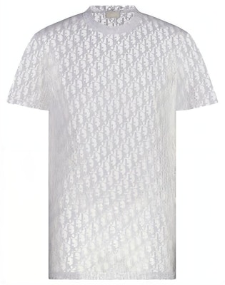 DIOR 男士全印Logo白色圆领T恤 183J652A0537-C080 Order DIOR 男士全印Logo白色圆领T恤 183J652A0537-C080