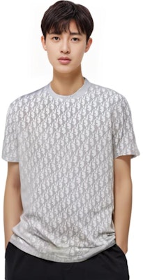 DIOR 男士全印Logo白色圆领T恤 183J652A0537-C080 Details for DIOR 男士全印Logo白色圆领T恤 183J652A0537-C080