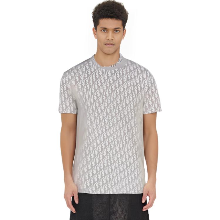 Cheap DIOR 男士全版印花白色圓領T恤 183J652A0537-C080