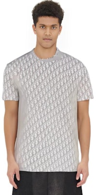 DIOR 男士全印Logo白色圆领T恤 183J652A0537-C080 Cheap DIOR 男士全印Logo白色圆领T恤 183J652A0537-C080
