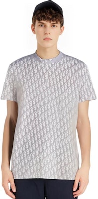 DIOR 男士全印Logo白色圆领T恤 183J652A0537-C080 1