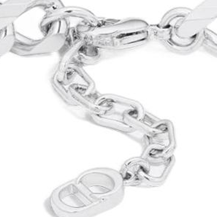 Shop DIOR 徽標手鍊 銀色 - 黃銅與樹脂 B2439HOMMT
