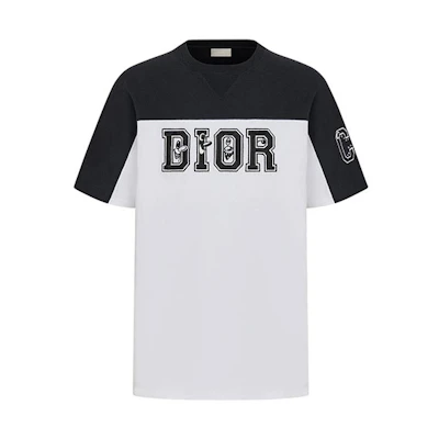 DIOR Logo Colorblock Crew Neck T-Shirt - White 193J646A0554-580