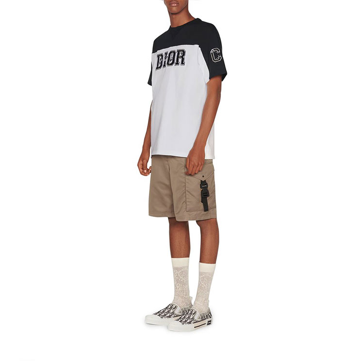 Shop Kaos DIOR Logo Colorblock Crew Neck - Putih 193J646A0554-580