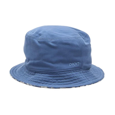 DIOR Logo Cotton Bucket Hat Blue Fashion Accessory 393C906B