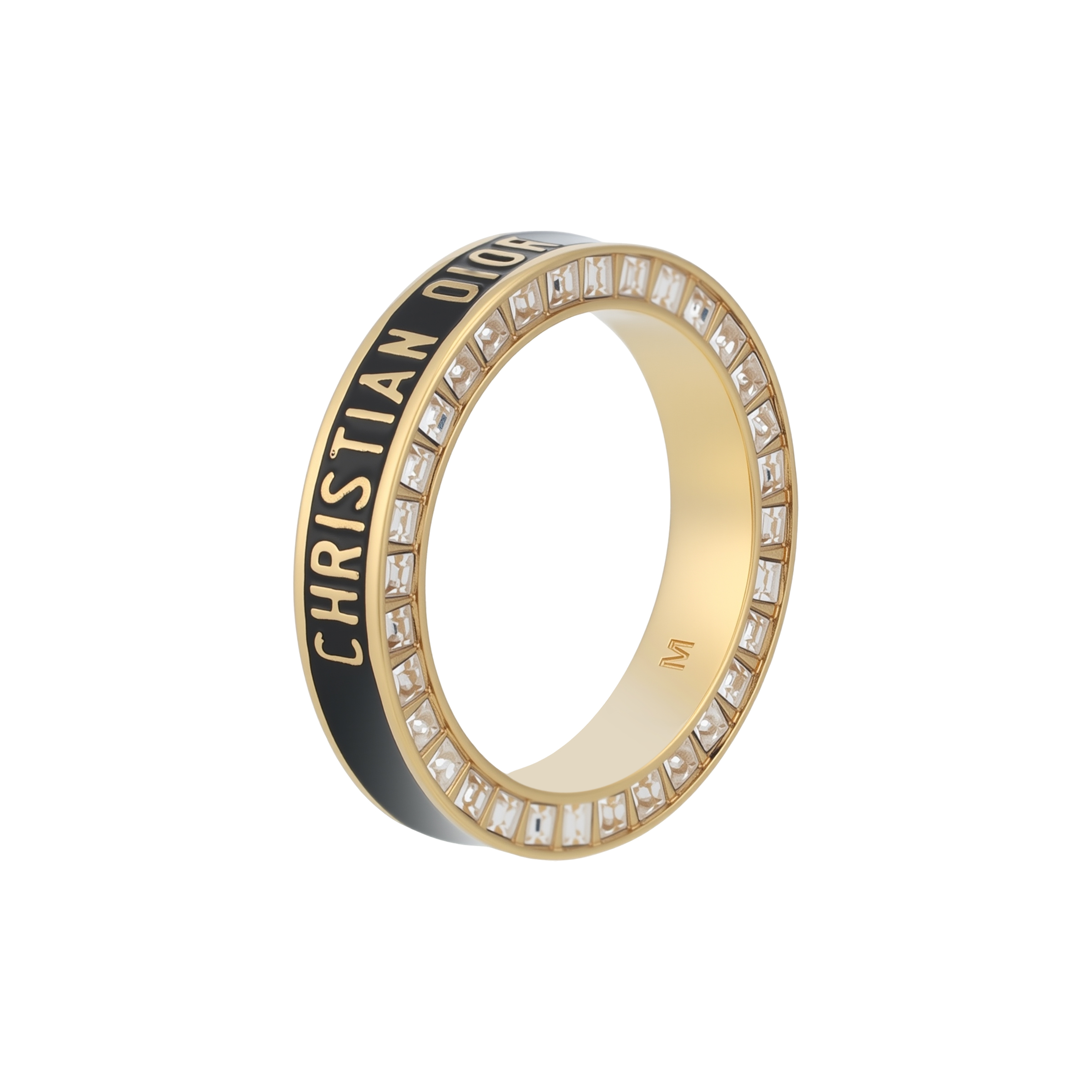 DIOR Logo Crystal Ring Black Unisex Couples Edition. R2278WOMLQD307