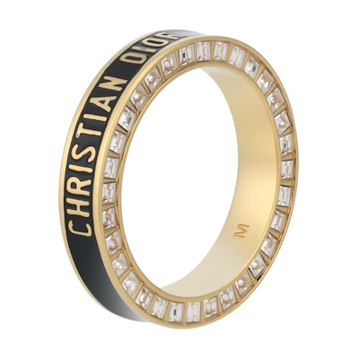 DIOR Logo Crystal Ring Black Unisex Couples Edition. R2278WOMLQD307
