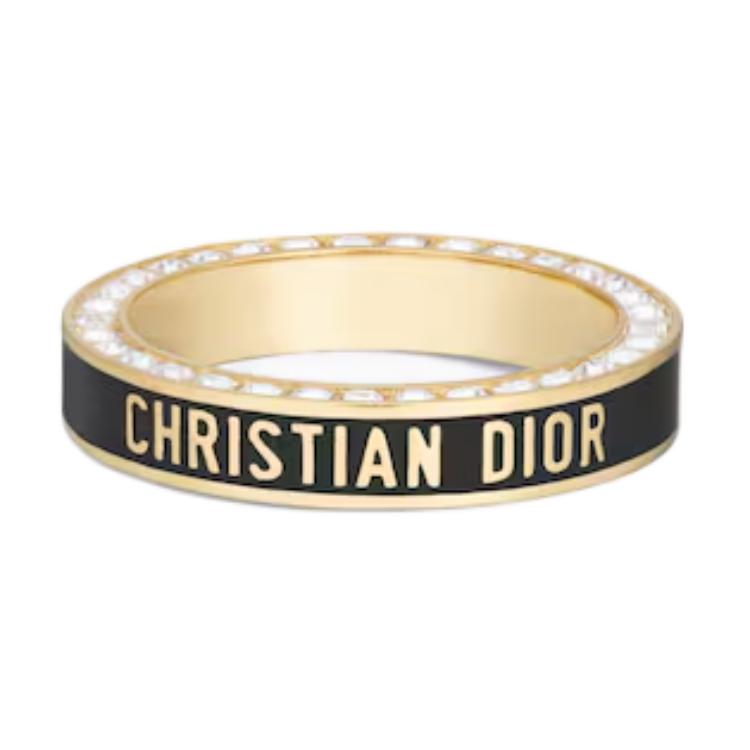 Order Cincin DIOR Logo Kristal Hitam Edisi Pasangan Unisex. R2278WOMLQD307