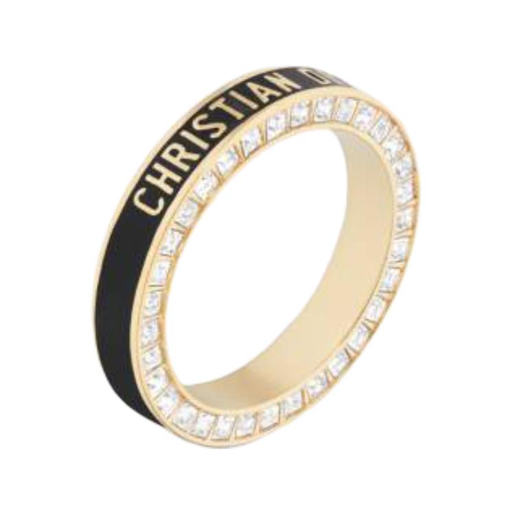 Shop Cincin DIOR Logo Kristal Hitam Edisi Pasangan Unisex. R2278WOMLQD307