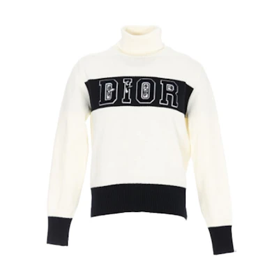 DIOR Logo Embroidered Beige Pullover Sweater Long Sleeve. 193M634AT360-085