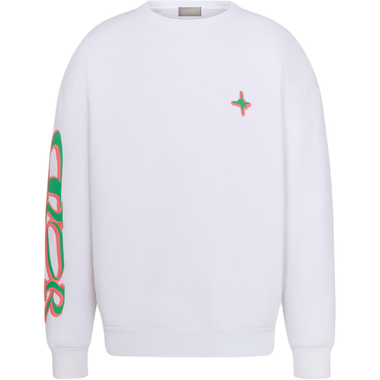 DIOR Logo Embroidered Crewneck White Sweatshirt 513J670A0531-C086