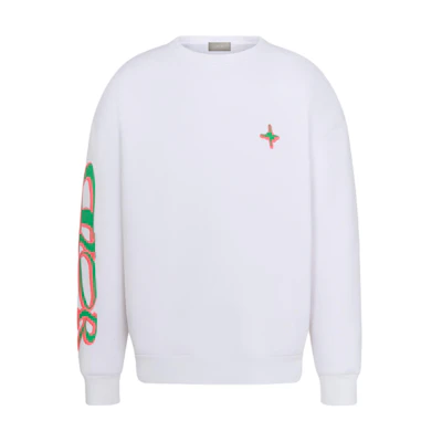 DIOR Logo Embroidered Crewneck White Sweatshirt 513J670A0531-C086